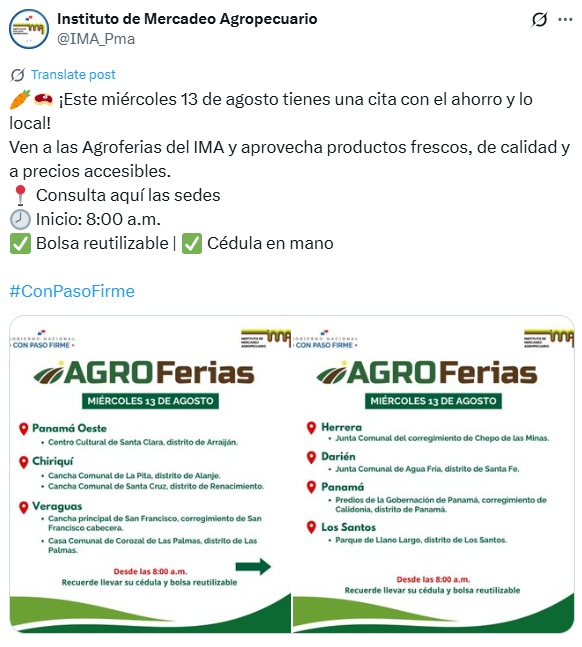 image-2 Agroferias del IMA llevarán productos frescos y a buen precio a todo el país el 12 y 13 de agosto