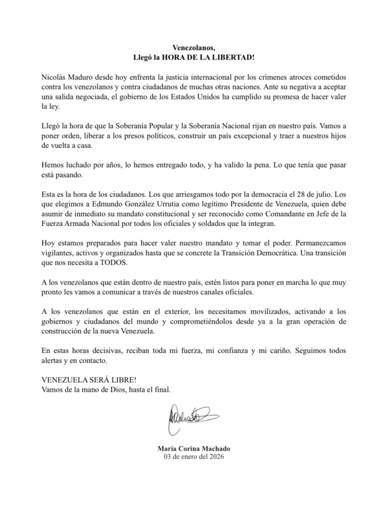 image-787x1024 Machado emite mensaje político y llama a una “transición democrática” en Venezuela